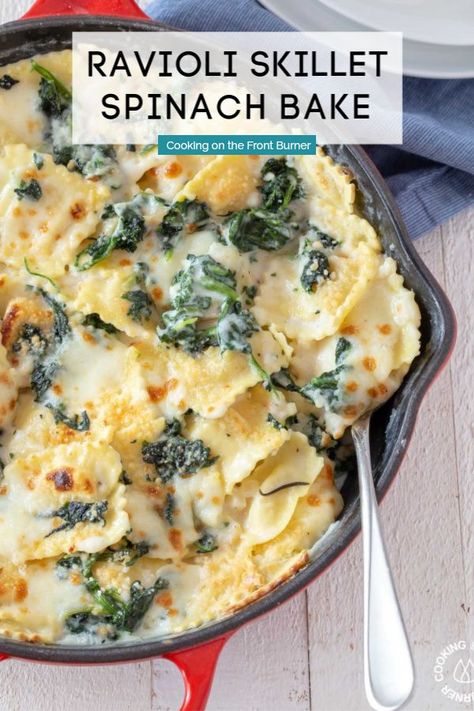 Baked Spinach Ravioli, Spinach Scrambled Eggs, Skillet Pasta Recipes, Cheesecake Strawberries, Pasta Ravioli, Pasta Spinach, Baked Spinach, Spinach Ravioli, Ravioli Bake