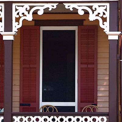 61. Create a Victorian-Style Porch G Is For Gingerbread, Porch Trim, Porch Brackets, Gingerbread Trim, Gable Trim, Victorian Porch, House Facades, Timber Frame Construction, House Trim