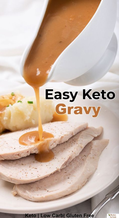 Keto gravy being pour over turkey breast meat. Keto Gravy, Keto Condiments, Gluten Free Gravy, Low Sugar Diet Recipes, Dinner Recipes Healthy Low Carb, Healthy Low Carb Snacks, Low Carb Low Fat Recipes, Diet Recipes Easy, No Carb Recipes