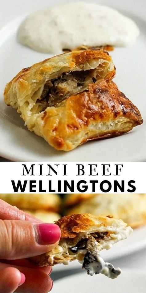 These Mini Beef Wellingtons with Horseradish Cream are an elegant appetizer, perfect for special occasions! Your game day crowd will love them too though! Mini Beef Wellington, Wellington Recipe, Beef Wellington Recipe, Horseradish Cream, Elegant Appetizers, Professional Cooking, Beef Wellington, Menu Planners, Culinary School