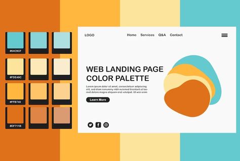 Premium Vector | Blue orange web page color palette, pastel colors landing page, pantone colors for website page Color Palette Pastel, Orange Web, Pantone Colors, Website Page, Pantone Color, Web Page, Color Themes, Pastel Colors, Landing Page