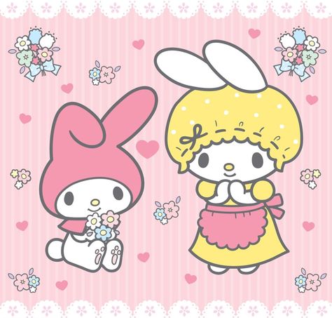 Did you know that My Melody's mama loves baking sweets? Female Rabbit, Sanrio Danshi, Giving Flowers, My Melody Wallpaper, Friends Characters, Hello Kitty My Melody, Hello Kitty Pictures, Hello Kitty Plush, Baking Sweets