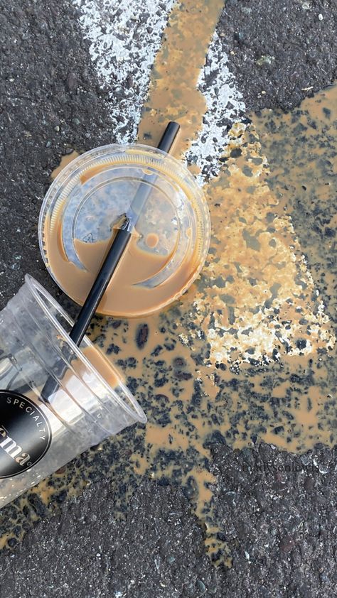 Spilled Coffee Aesthetic, Coffee Astethic, Iced Coffee Aesthetic, Friends Hangout, Coffee Aesthetics, Street Coffee, Coffee Holder, The Road Not Taken, Astronaut Wallpaper