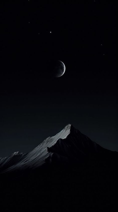 Mountain and moon astronomy outdoors nature.  | premium image by rawpixel.com / Techi Black Hd Wallpaper Iphone, Mountain And Moon, Iphone Wallpaper Dark, Iphone Wallpaper Black, Minimalist Wallpaper Phone, Creative Backdrops, Black Hd Wallpaper, The Weeknd Poster, Phone Wallpaper Boho