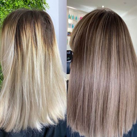 From Light Blonde To Dark Blonde, From Blonde Highlights To Brown Hair, How To Darken Blonde Highlights, Adding Brown Lowlights To Blonde Hair, Go From Blonde To Light Brown, Going Lighter From Dark Hair Blonde Highlights, Tone Blonde Hair Darker, How To Grow Out Highlights, From Highlights To Brown Hair