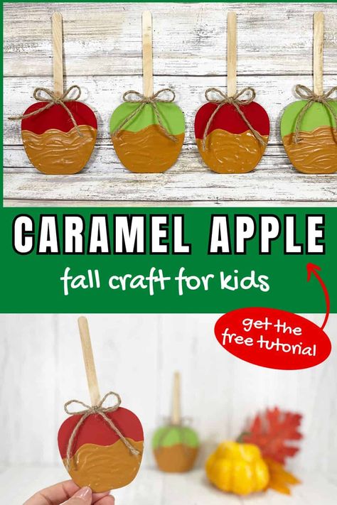 Caramel Apple Craft for Fall. This super cute caramel apple craft is perfect for the fall season! Carmel Apple Crafts For Kids, Caramel Apple Craft, Thanksgiving Crafts For Elementary Kids, Apple Crafts For Adults, Fall Crafts For Seniors, Apple Art Projects, Diy Caramel, Apple Festival, Red Crafts