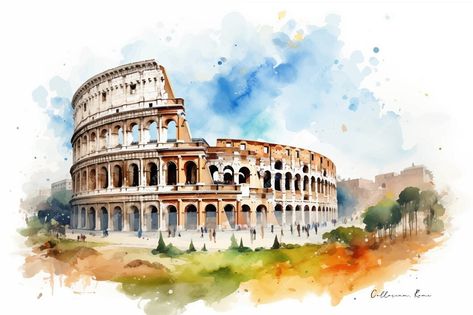 Step back in time with this exquisite high-resolution watercolor painting of the Colosseum in Rome. Each brushstroke adds to the vivid storytelling of this historic architectural marvel, making it a timeless piece for any art enthusiast or admirer of Italian culture. Admire the rich heritage and the enduring beauty of the Eternal City from the comfort of your space. To own this digital piece, click through to the vector photo on Freepik and for more artistic inspiration, visit our Pinterest page. #freepik Colosseum Watercolor, Rome Painting, Art Enthusiast, The Colosseum, Colour Painting, Italian Culture, Drawings For Kids, Realistic Paintings, Art Drawings For Kids