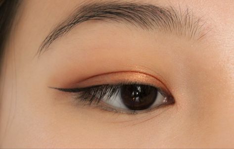 makeup for eyes with epicanthal fold, brown eyeshadow, eye makeup, bronze eyeshadow, winged eyeliner, shimmer brown, simple clean makeup Epicanthal Fold Makeup, Epicanthal Fold, Simple Clean Makeup, Makeup For Asian Eyes, Makeup For Asian, Epicanthic Fold, Makeup Bronze, Bronze Eyeshadow, Bronze Makeup