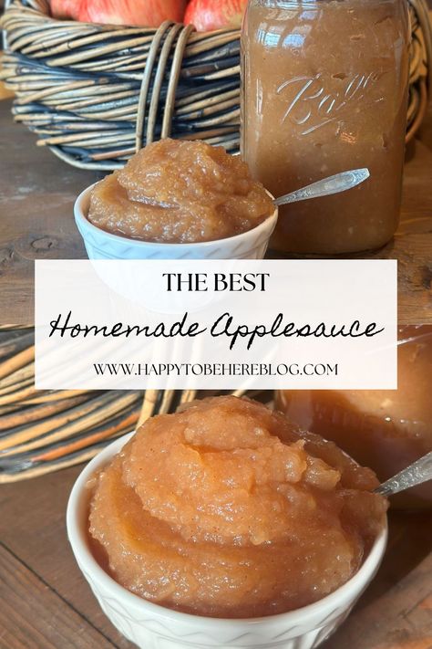 The Best Homemade Applesauce Recipe - Happy To Be Here Blog Applesauce Recipes Stovetop, Stovetop Applesauce, Applesauce Recipes Easy, Apples Aesthetic, Applesauce Recipes, Homemade Applesauce Recipe, Easy Applesauce, Canned Applesauce, Homemade Applesauce Recipes