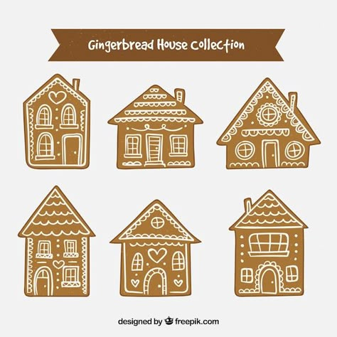 Free Vector | Simple brown gingerbread houses Gingerbread House Designs Simple, Gingerbread House Illustration, Gingerbread House Ornaments, Cardboard Gingerbread House, Mini Gingerbread House, Gingerbread House Designs, Christmas Village Sets, Gingerbread Party, Gingerbread Crafts