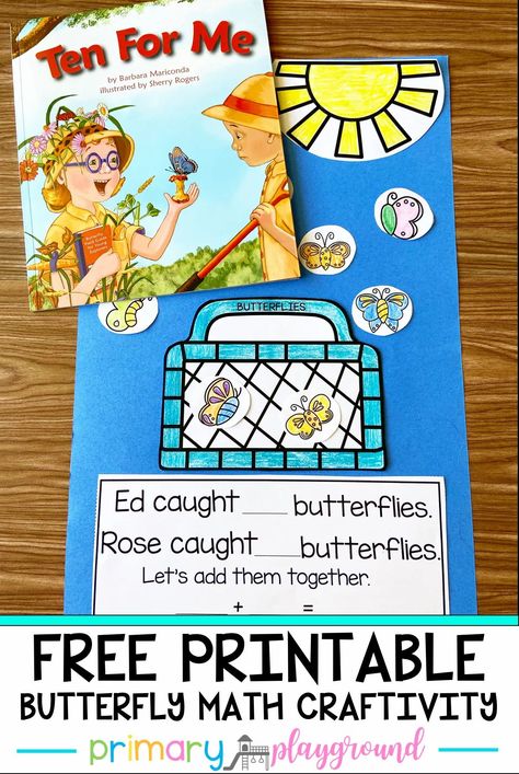 Insect Math Kindergarten, Craftivity Kindergarten, Spring Math Kindergarten, Math Craftivity, Kindergarten Spring, Math Tubs, Spring Kindergarten, Butterfly Spring, Spring Math