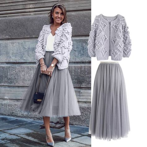 Image may contain: 1 person, smiling, standing Grey Tulle Skirt Outfit, Gray Skirt Outfit, Tulle Skirt Outfit, Grey Tulle Skirt, Tutu En Tulle, Tulle Skirts Outfit, Anthropologie Clothing, Outfit Inspiration Women, Sassy Outfit