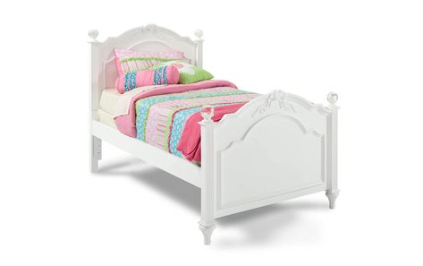 Girl Twin Bed, White Twin Beds, White Panel Bed, White Wooden Bed Frame, Vintage Room Inspo, White Kids Bed, Malm Bed Frame, Toddlers Bedroom, White Wooden Bed