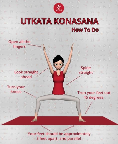 Goddess Pose Yoga, Anime Yoga, Utkata Konasana, Yoga For Hair Growth, Yoga For Hair, Yoga Asanas Names, Goddess Pose, Goddess Yoga, Learn Yoga Poses