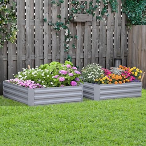 Elevated Planter Box, Galvanized Planters, Raised Planter Boxes, Garden Boxes Raised, Garden Organization, Vegetable Planters, Metal Raised Garden Beds, Raised Flower Beds, Metal Planter Boxes