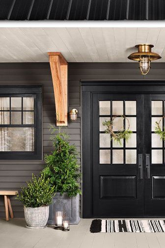 Exterior Door Paint Colors, Painted Exterior Doors, Urbane Bronze, Sherman Williams, Urban Bronze, Color Of The Month, Month January, Door Paint, Front Door Paint Colors