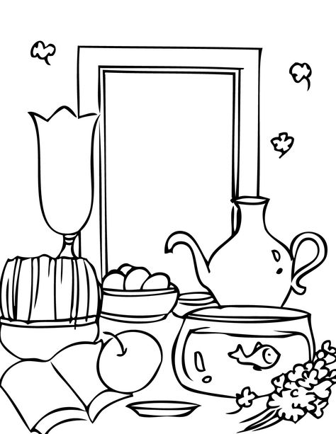 Coloring Haft seen Eid Norooz, Norouz Ideas, Norooz Card, Nowruz Crafts, Nowruz Card, School Holiday Crafts, Haft Sin, Haft Seen, Owl Clip Art