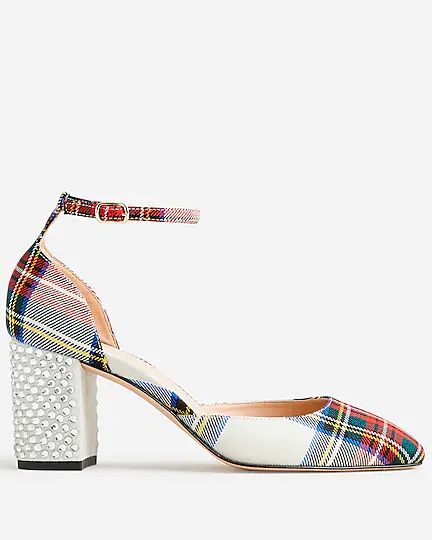 J.Crew: Maisie Studded Heels In Stewart Tartan For Women Plaid Shoes, Stewart Tartan, Beautiful Heels, Studded Heels, Party Shoes, Canvas Tote, Shoes Women Heels, Tartan, J Crew