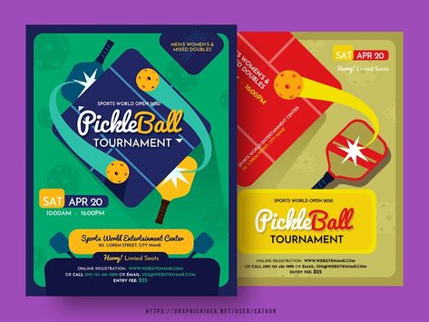 Pickleball Poster, Pickleball Tournament, Pickle Ball, Online Registration, Graphic Design Projects, Graphic Arts, Pickleball, Flyer Design, Social Media Post