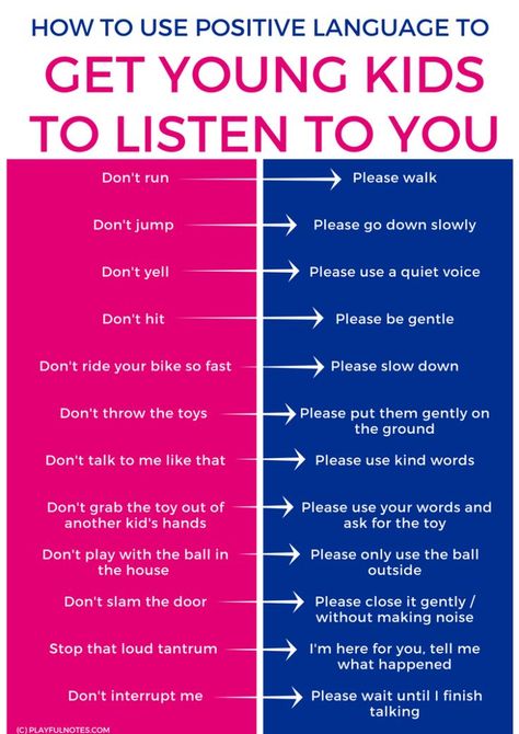 Having a 2 or 3-year-old not listening to anything you say is of the most frustrating things about raising a young child. But using positive language instead of negative language can make a huge difference! Your child will be more willing to listen to you and you\'ll find a very effective way to communicate with your child! | Positive discipline | Positive parenting tips | Gentle parenting Citation Parents, Positive Language, Uppfostra Barn, Ingles Kids, Discipline Positive, Education Positive, Parenting Knowledge, Confidence Kids, Smart Parenting