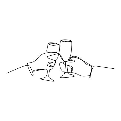 One Line Drawing Friends, Cheers Illustration Drinks, Line Art Drawings Friends, Drawing Two Friends, Friends Line Drawing, Line Drawing Friends, Party Illustration Art, Cheers Drawing, Friends Illustration Art