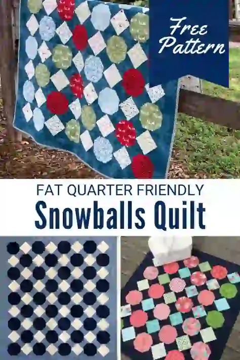 Fat Quarter Snowballs Quilt - Sewing With Scraps Sewing With Scraps, Wintery Scene, Snowball Quilts, Making Quilts, Baby Quilt Patterns, Scrap Quilt Patterns, Block Style, Sewing Skills, Quilt Patterns Free