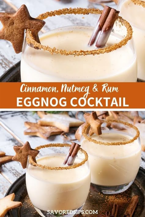 Egg Nog Cocktails Bourbon, Bourbon Eggnog Recipe, Eggnog Cocktails, Boozy Eggnog, Eggnog Cocktail Recipe, Bourbon Eggnog, Eggnog With Rum, Eggnog Cocktail, Eggnog Drinks