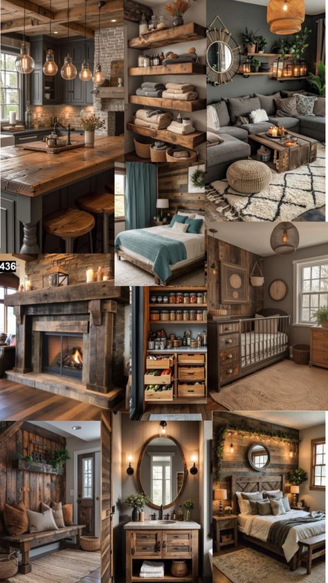 Rustic Rustic Aesthetic House, Hunting Interior Design, Rustic House Ideas, Rustic House Interior, Rustic Decorating Ideas, Rustic House Decor, Rustic Rooms, Rustic Country Home Decor, Lofted Barn Cabin