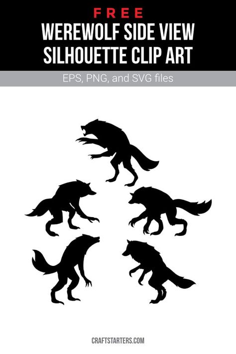 Werewolf Silhouette, Silhouette Clip Art, Silhouette Art, Png Transparent, Side View, Cricut Crafts, Halloween Crafts, Siding, Cricut