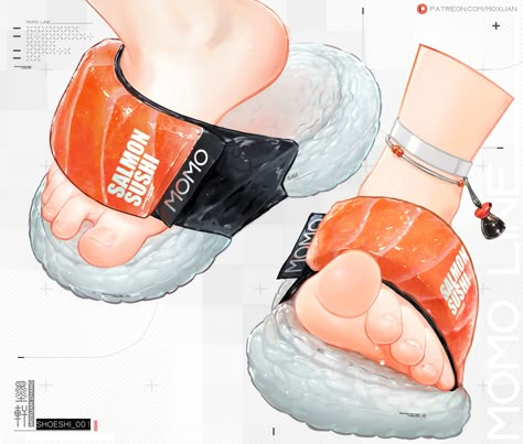 Shoes Concept Art, Outfit Ideaa, Alt Shoes, Salmon Sushi, Sci Fi Fashion, Dreamy Artwork, Creative Shoes, Concept Clothing, Shoes Drawing