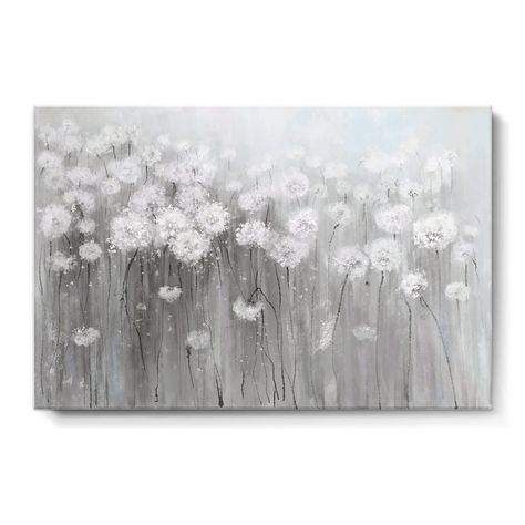 Modern Farmhouse Paintings, Grey And White Flowers, Dandelion Pictures, Animal Wall Painting, Landscape Wall Painting, Dandelion Wall Art, Farmhouse Paintings, Horse Wall Art Canvases, Abstract Wall Painting