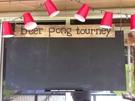 Dadchelor Party, River Party, Beer Pong Party, Solo Cups Party, Beer Pong Tournament, Chalk Board Paint, Beer Olympics, Olympics Party, Trash Bash