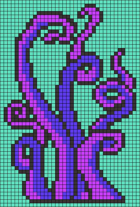 Octopus Pixel Art Grid, Pixel Tentacles, Minecraft Tentacle, Kraken Pixel Art, Octopus Alpha Pattern, Big Pixel Art Grid, Minecraft Octopus, Octopus Pixel Art, Ocean Pixel Art