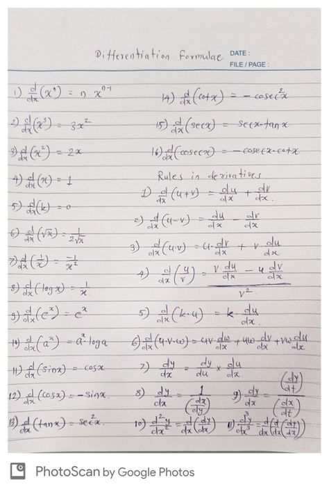 Differentiation Formula Sheet, Differentiation Formulas, Maths Algebra Formulas, Math Formula Sheet, Maths Formulas, Maths Notes, Science Formulas, Math Cheat Sheet, Math Properties