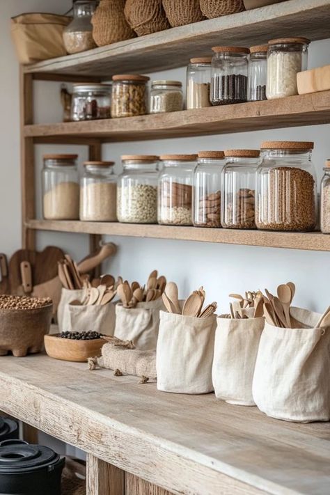 Transform your kitchen into a zero-waste space with these stylish and eco-friendly tips! From reusable containers to composting, these ideas will help you reduce waste while keeping your kitchen functional and beautiful. 🧴✨ #ZeroWasteKitchen #EcoFriendlyLiving #SustainableHomeTips #GreenLiving #KitchenMakeover Sustainable Apartment Living, Bulk Store Zero Waste, Eco Friendly Organization, Non Toxic Living Aesthetic, Eco Friendly Living Aesthetic, Pantry Interior Design, Rustic Kitchen Pantry, Sustainability Aesthetic, Zero Waste Aesthetic