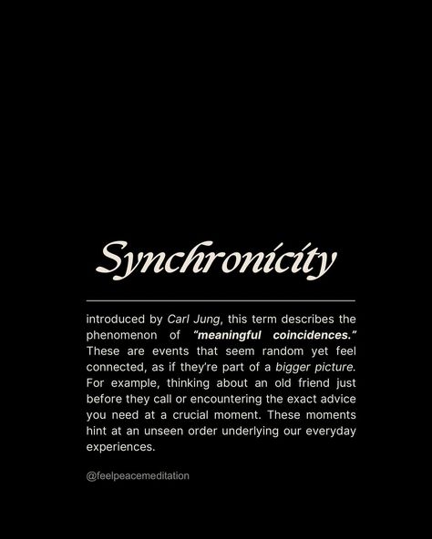 Are you familiar with the #synchrodestiny ? 💫 It encourages us to see life as a web of connections, where every experience—no matter how small—can have profound significance. It’s about trusting that there’s an underlying intelligence guiding our lives, and by tuning in, we open ourselves to a life rich with purpose, fulfillment, and growth. 🤍#feelpeacemeditation : : #meditation #innerpeace #alignment #universe #energy #synchronicity #destiny #spiritual #spirituality #spiritualawakening #s... Universe Energy, Carl Jung, Big Picture, Art Therapy, Spiritual Awakening, Inner Peace, Our Life, Destiny, Vision Board