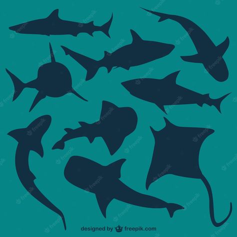 Premium Vector | Sharks silhouettes Sea Creature Silhouettes, Sea Life Silhouette, Underwater Silhouette, Sea Animal Silhouette, Silhouette Quilts, Vbs Shipwrecked, Ocean Vbs, Whale Silhouette, Shark Room