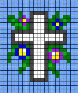 Alpha pattern #100744 | BraceletBook Jesus Perler Beads, Christian Pixel Art, Christian Flowers, Christian Cross Stitch Patterns Free, Christian Cross Stitch Patterns, Melt Beads, Christian Cross Stitch, Cross Quilt, Easy Pixel Art