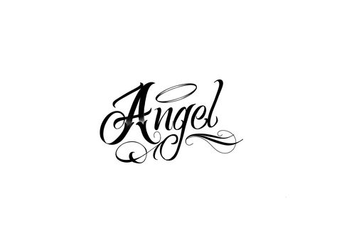 Angel Tattoo Writing, Angel Text Tattoo, Angel Lettering Tattoo, Angel Tattoo Word, Angel Word Tattoo, Angel Name Tattoo, Angel Writing, Angel Font, Dope Captions For Instagram