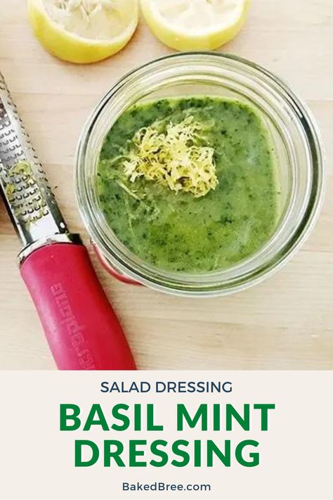 Recipes With Basil, Mint Recipes Fresh, Creamy Basil Dressing, Baked Bree Recipe, Vegetarian Dip, Mint Dressing, Salad Dressing Recipes Healthy, Farmers Market Recipes, Beautiful Salad