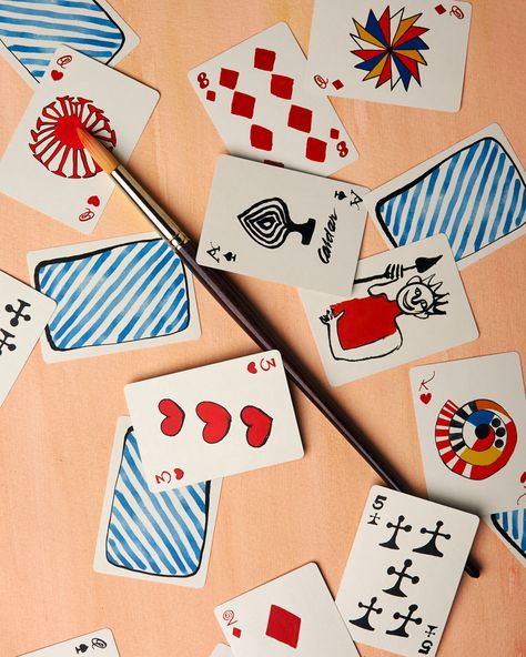 Homemade Playing Cards, Playing Card Collection, Playing Card Design Ideas, Diy Deck Of Cards, Playing Cards Design Art, Painted Deck Of Cards, Playing Card Tarot, Minimalist Playing Cards, Painted Playing Cards