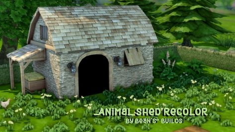 Cottage Living Animal Shed Recolor | Bean's Builds on Patreon Sims 4 Cottage Living, Sims 4 Cottage, Sims Medieval, Farm Shed, Sims 4 Cc Folder, Sims 4 House Design, Forgotten Realms, Sims Four, Live Animals