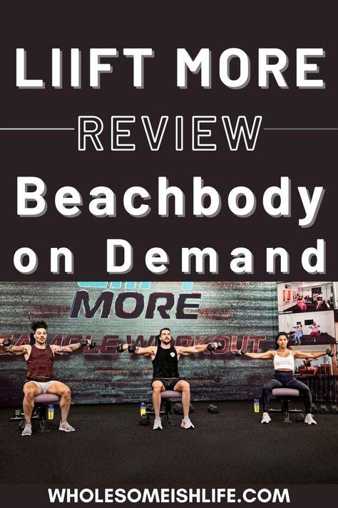 Beachbody's Liift More program review. Liift more is a weight liifting program you can do at home. This strength training program is 8 weeks long. All you need for this exercise program are dumbbells, an internet connect, and a bench Beachbody Programs, Home Exercise Program, Strength Training Program, At Home Workout, Exercise Program, Workout Program, Home Workout, Training Program, 8 Weeks