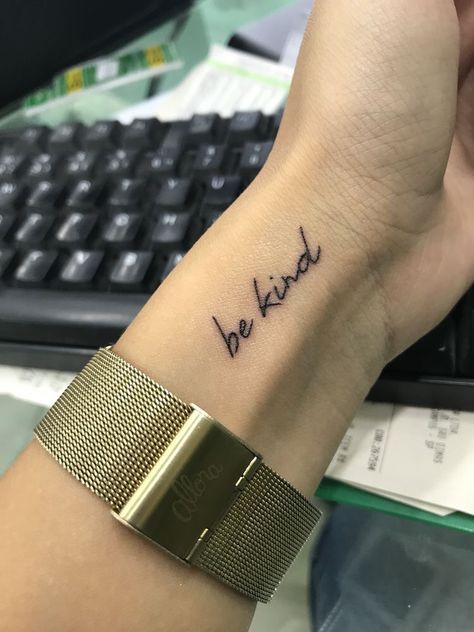 Be Kind Tattoo, Small Tattoo Ideas For Women, Tasteful Tattoos, Mini Tattoo, Bad Tattoos, Small Tattoo Ideas, Love Wins, Tattoo Ideas For Women, Wrist Tattoo