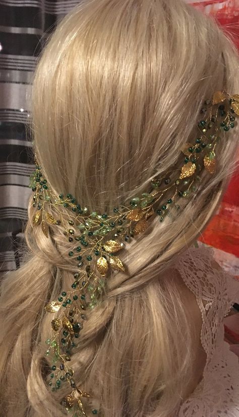 Vine Hair Piece, Green Wedding Hair, Leaf Tiara, Gold Hair Piece, Gold Hair Vine, Leaf Headpiece, Wedding Hair Wreath, Wedding Hair Piece, Wedding Headdress