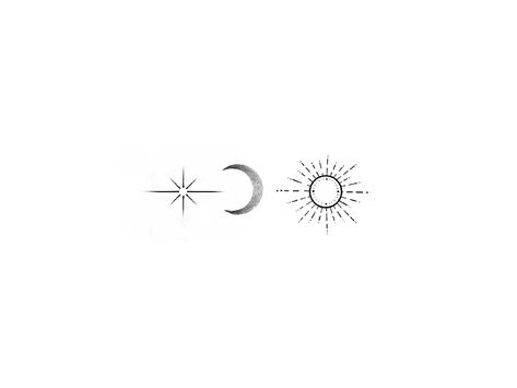 Sun Moon And Stars Tattoo Best Friends, Moon Sun Stars Tattoo, Sun Moon And Star Tattoo, Marauders Tattoo, Sun Moon Stars Tattoo, Dainty Tats, Minimalistic Tattoo Ideas, Moon Star Tattoo, Tattoo Sonne