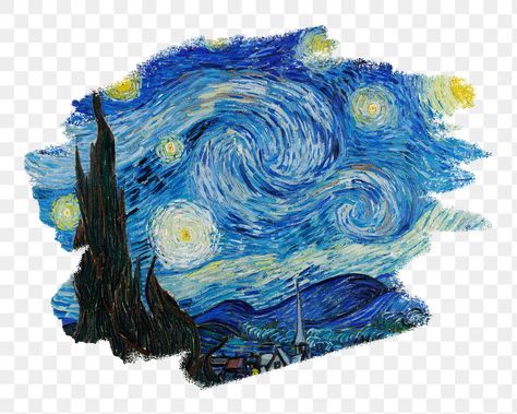 Van Gogh Iphone Wallpaper, Starry Night Sticker, Sticker Transparent Background, Starry Night Wallpaper, Gogh The Starry Night, Sticker Transparent, Blue Wallpaper Iphone, The Starry Night, Van Gogh Art