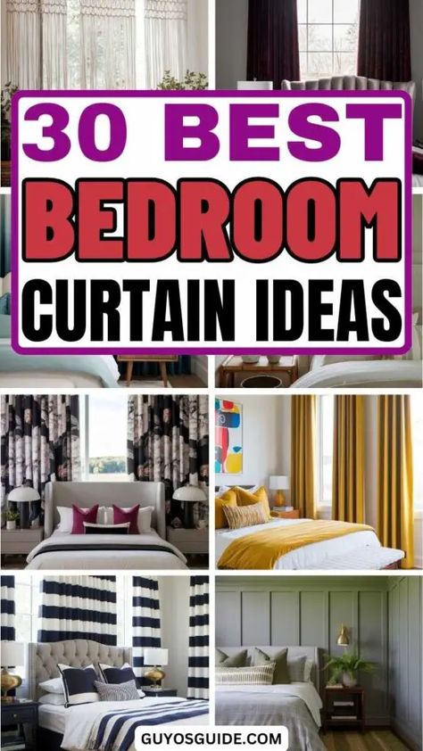 30 Bedroom Curtain Ideas to Elevate Your Home Decor Curtains Behind Master Bed, Curtains On One Side Of Window Bedroom, Curtains For Small Bedroom Windows, Velvet Curtains In Bedroom, Bold Curtains Bedroom, 1 Curtain Panel On Window, Bedroom Curtains Short, Curtain On Wall Behind Bed, Half Curtains Bedroom