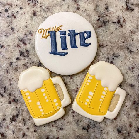 Miller Lite Cookies, Miller Lite Logo, Light Cookies, Miller Lite, Custom Cookies, Birthday Bash, 30th Birthday, Dark Colors, Sugar Cookies