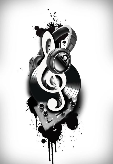 Dj Related Tattoo, Musical Tattoo Designs, Music Dj Tattoo Design, Dj Tattoo Ideas, Dj Art Artworks, Musical Tattoo Ideas, Music Notes Tattoo Designs, Dj Tattoo Designs, Hip Hop Tattoo Ideas